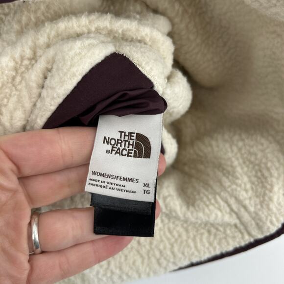 The North Face Cuchillo Vest Women XL Root Brown Sherpa Lined Reversible Zip - Picture 7 of 11